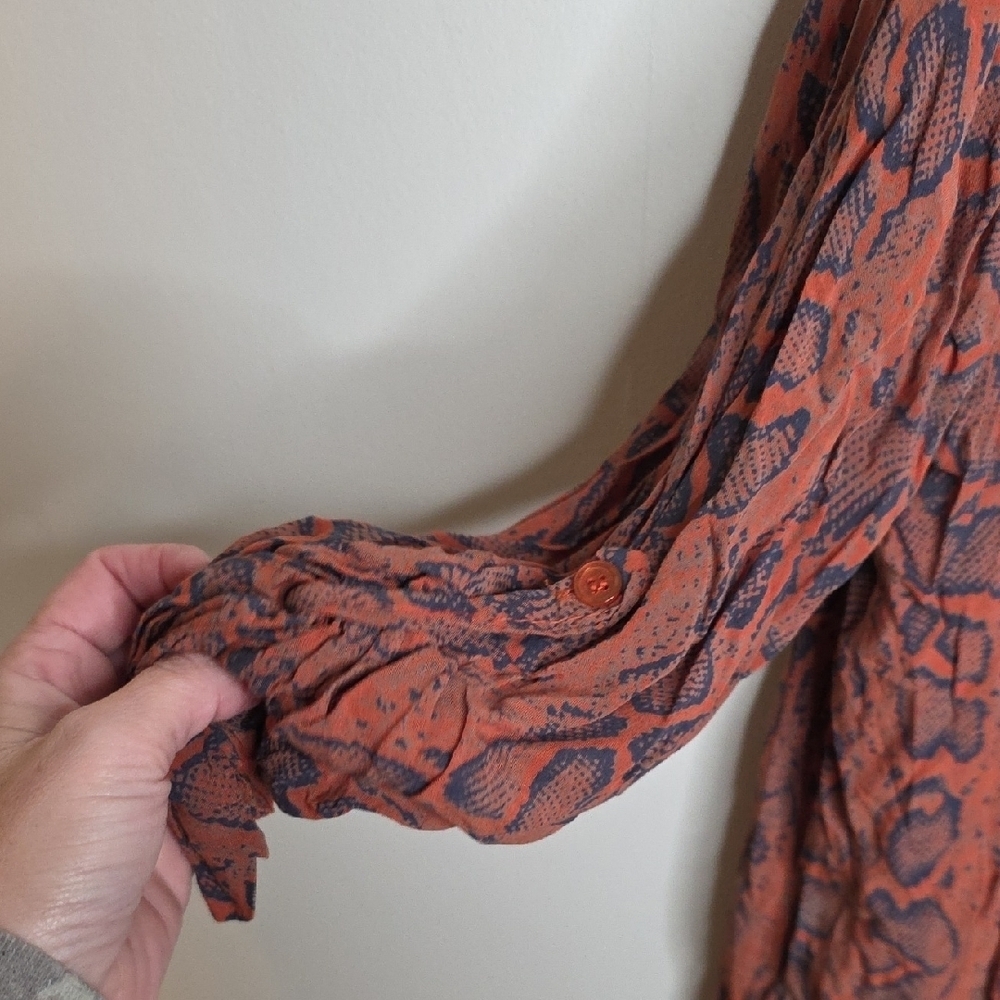 Grey Violet Size Small Snake Python Orange Patterned Dress - Picture 4 of 6